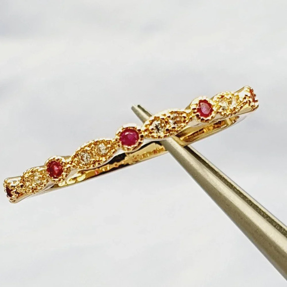 💍 Beauty CZ Thin Sweet Romantic Gold Plated Rings for Women, EVGG1339 - Picture 6 of 7